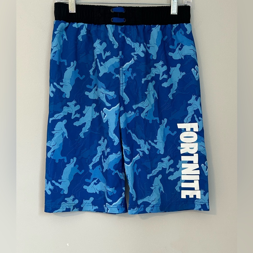 Fortnite Blue Camo Swim Trunks Boys XL (14/16) | Gamer Board Shorts